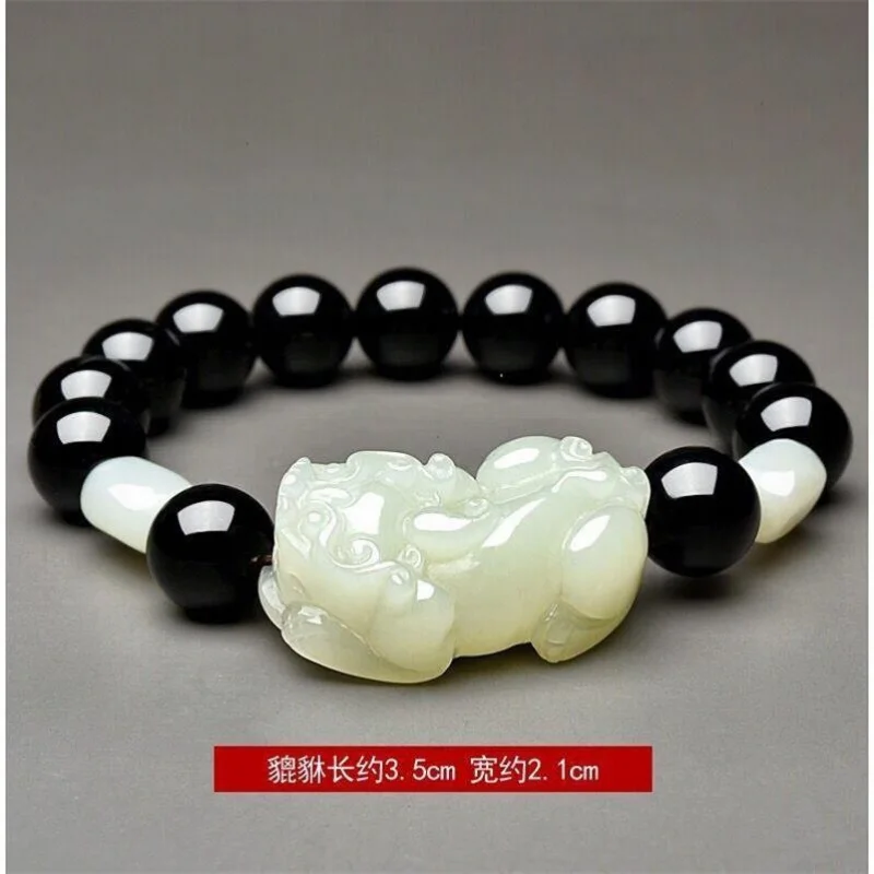 Xinjiang Hetian White Jade Pi Xiu Bracelet Support Re-Inspection