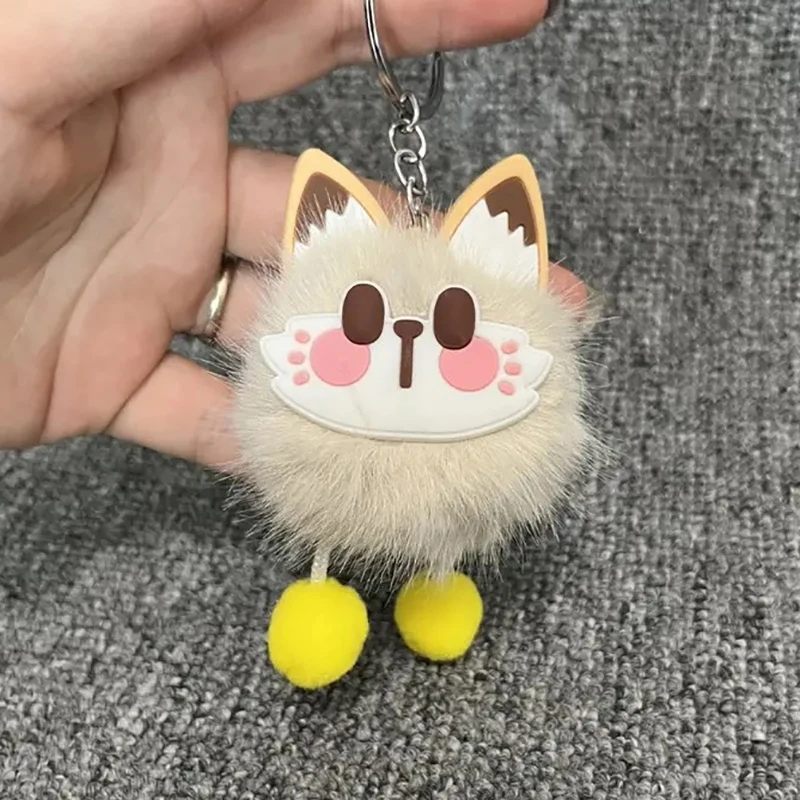 Cartoon Lucky Cat Briquettes Plush Doll Keychain Cute Key Ring Bag Pendant Gift Kids Toys Backpack Decoration Gifts