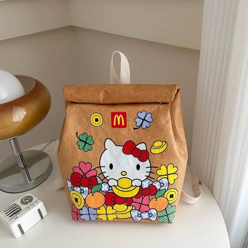 

Miniso Hellokitty New Design Backpack Kawaii KT Print College Student Bookbag Cute Sanrio Kid Schoolbag Casual Bag Girl Gift