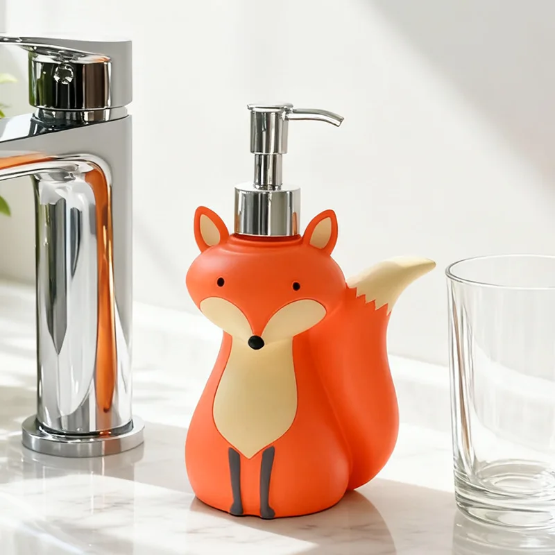 زجاجة توزيع صابون ثعلب لطيفة قابلة لإعادة الملء بتصميم حيوانات كرتونية لصابون اليد والشامبو وجل الاستحمام وديكور حمام الأطفال #5
