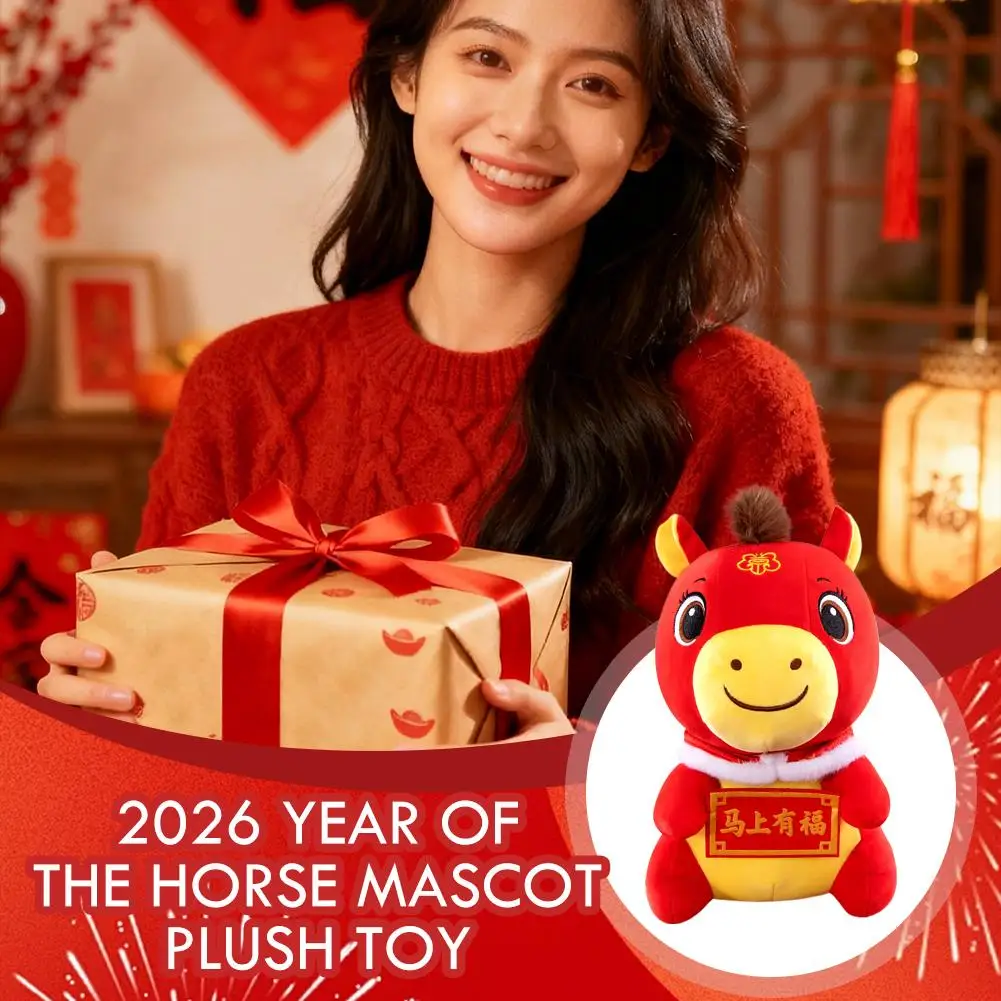 

2026 Plush Toy Horse Mascot Zodiac Year Doll Stuffed Animal Soft Toy Gift Custom Logo Company Event Party Souvenir Wish Present