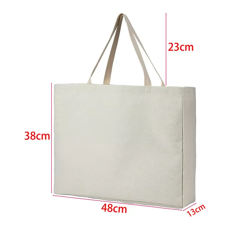 Fashion Sublimation Blank Shopping Tote Shoulder Bag with Handles Casual Large Capacity Reusable Linen Hangbag for Custom Logo