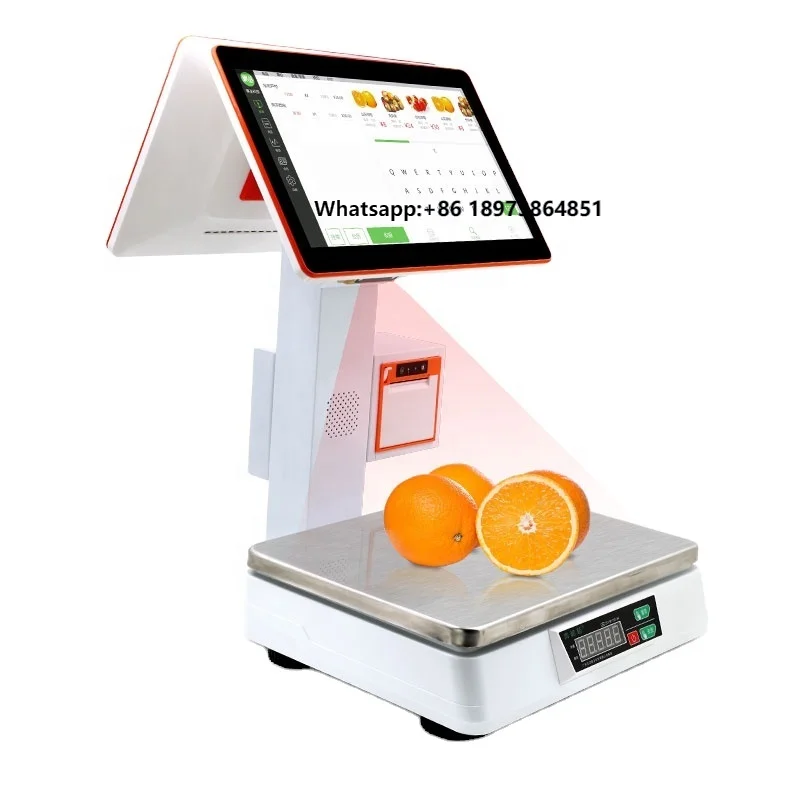 

All in One Intelligent AI Scale POS System Support Objection Recognition with Printer QR Reader Scanner for Retail