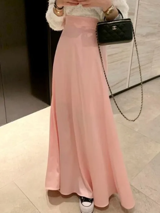 High Waist A-Line Midi Skirt  Color with  Elegant Zipper Design Polyester Fiber City Commute Daily Campus Office