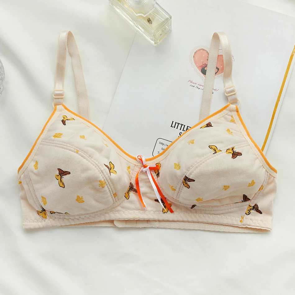 Women Daily Wear Fresh Butterfly Printed Adjustable Thin Bra Women Soft Comfortable Breathable Simplicity Casual Bra