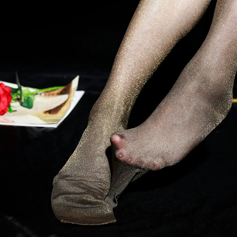 

18D Pearlescent Sparkling Party Stockings Women Sexy Thin Transparent High Waist Pantyhose Goth Punk Glitter Pole Dance Clubwear