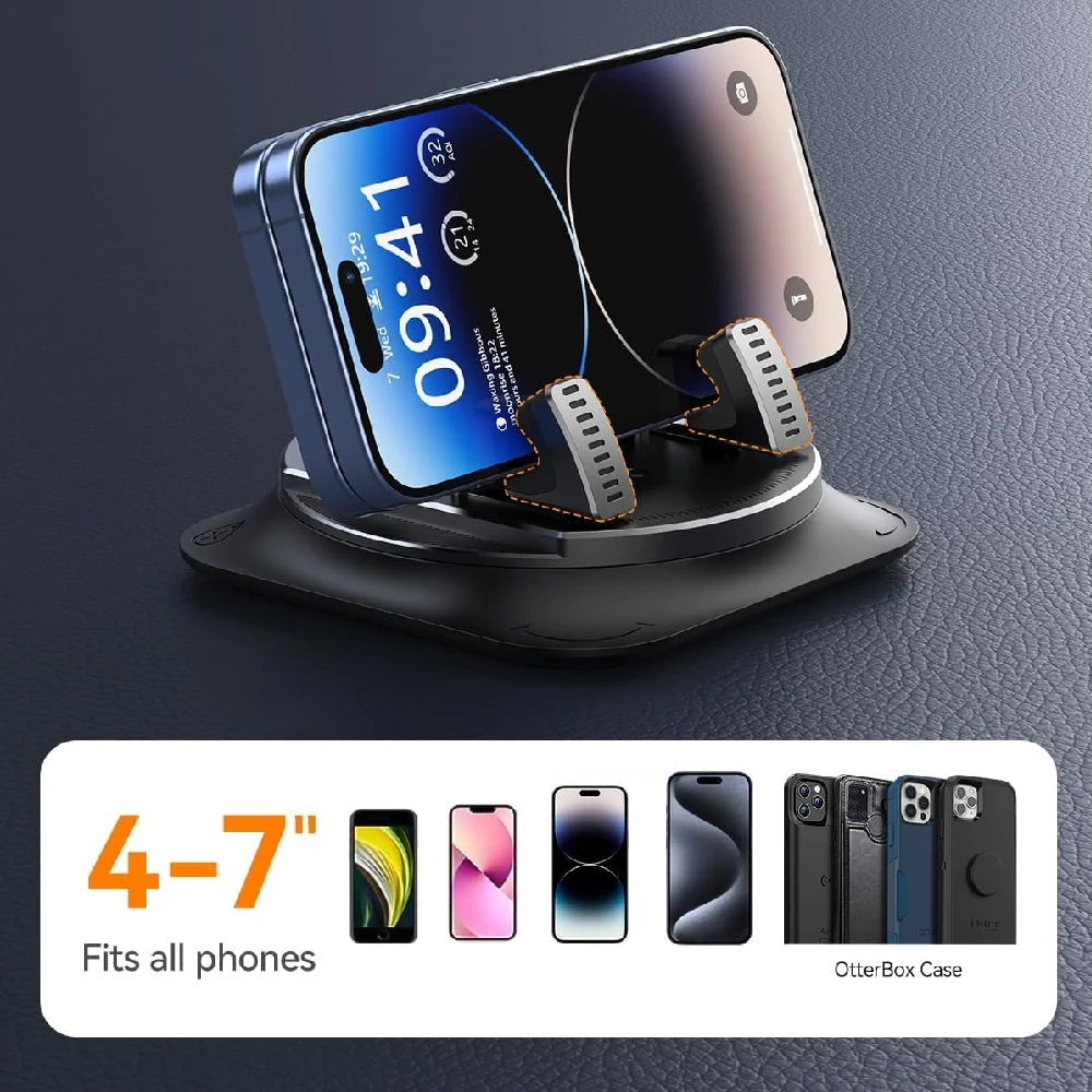 360° Self-Adhesive Car Phone Holder, Non-Slip Dashboard Mount, Vibration-Free Universal Bracket with One-Handed Operation