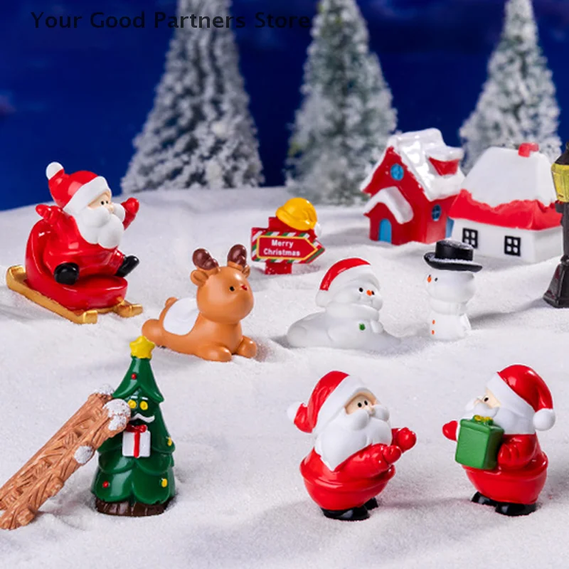 Cute Snowman Santa Claus Ornament Christmas Decoration Creative DIY Desktop Small Ornament Miniature Figurines Xmas Gifts