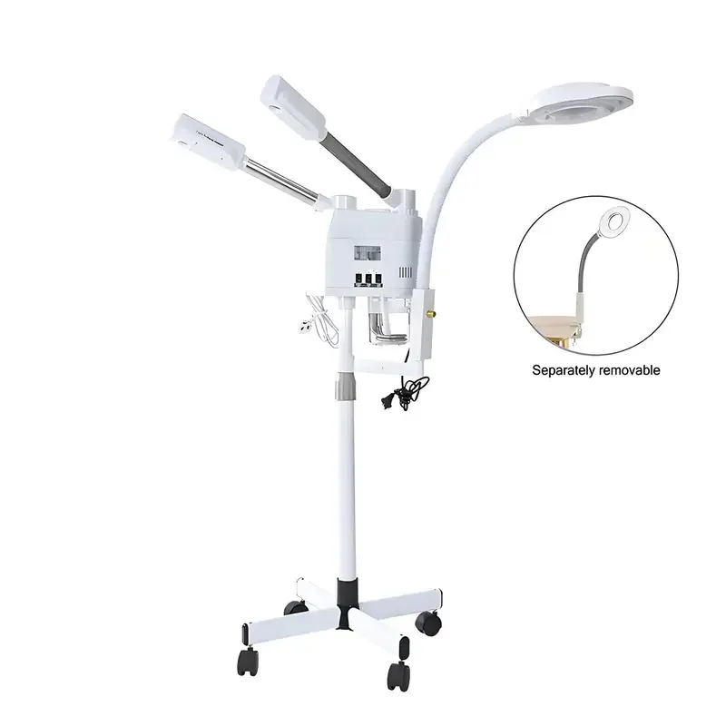 Facial Steamer Hot Cold Steam Vaporizer Ozone 3 in 1 Nano Ionic  Upgrade Humidifier With 8X LED Magnifying Lamp Beauty Salon Spa