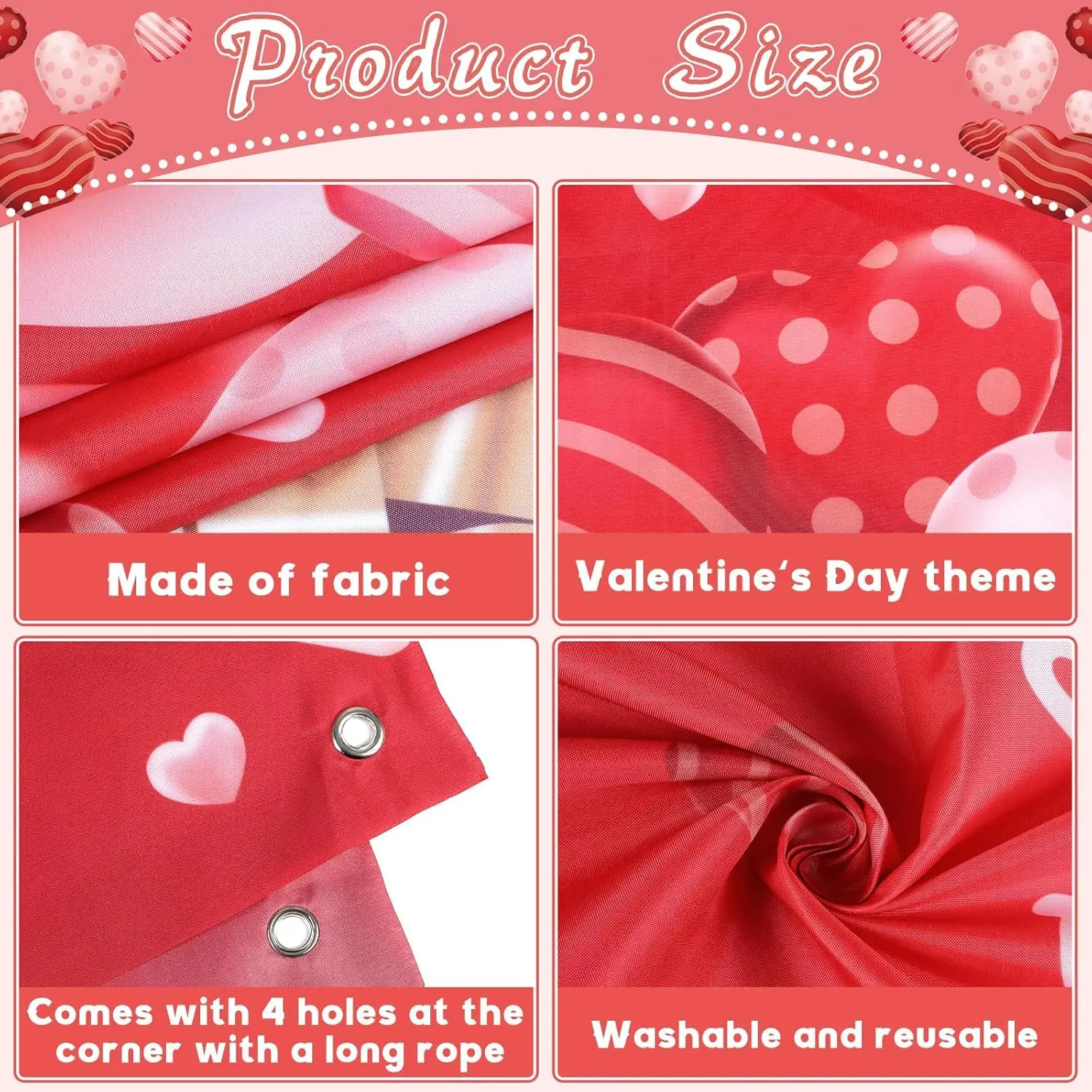 Valentine's Day Photo Booth Prop - Pink Kisses Theme Decoration Love Heart Kiss Selfie Photobooth Props Happy Valentine's Day