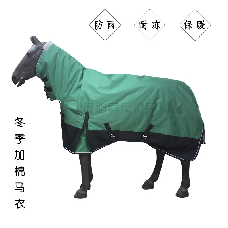1200D Nylon Horse Blanket, Waterproof Breathable Anti-Puncture Tear-Resistant, Thick Padded with Neck Cover, Large Size