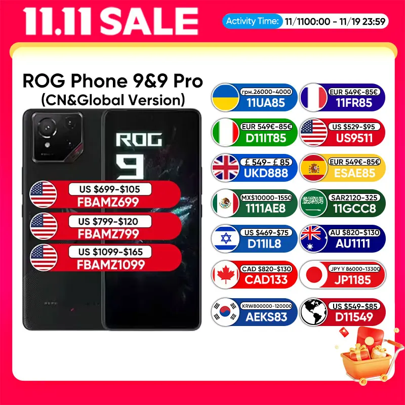 ROG Phone 9 & 9 Pro 5G Gaming Phone Snapdragon 8 Elite 6.78'' 185Hz E-Sports LTPO Display 50MP LYT 700 Camera 5800mAh NFC Mobile