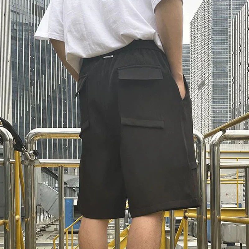 Men's Loose Simple Shorts Cropped Pants Large Summer Basic Elastic Waist Trendy Men's Hong Kong Style Salt Series Trendy Pants