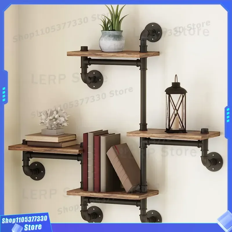 Vintage Black Cast Iron Wall Shelf High Quality Home Decor Storage Rack for Living Room Kitchen Display Ledge Retro Style
