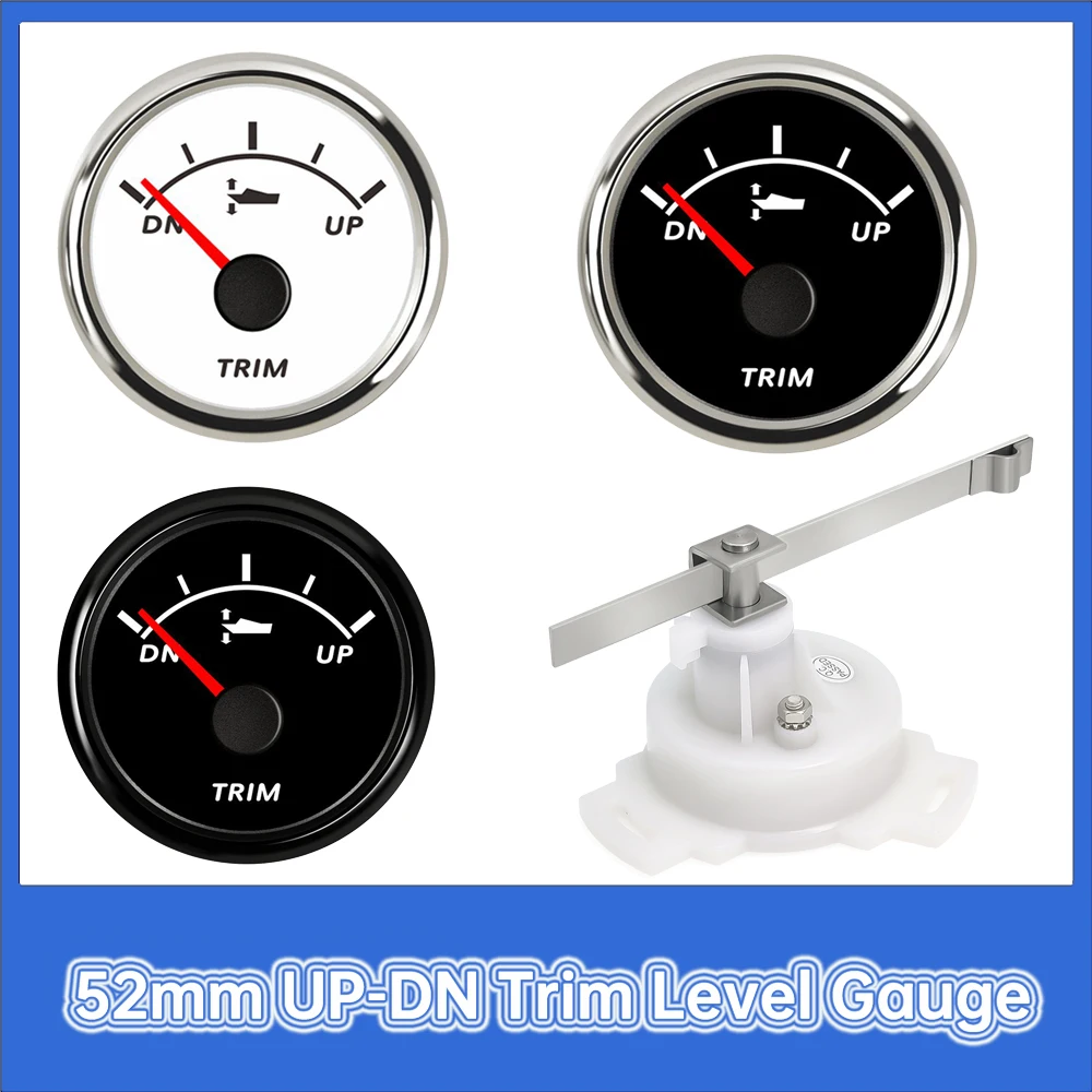 Universal UP-DN Trim Level Gauge Red Backlight 0-190ohm 52mm Waterproof Boat Trim Gauge or Marine Boat