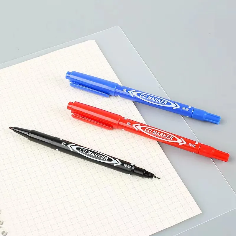 

5Pcs Twin Tip Permanent Marker Black/Blue/Red Oil Marker Pen Fine Nid Marker Ink Stationery School & Office Supplies