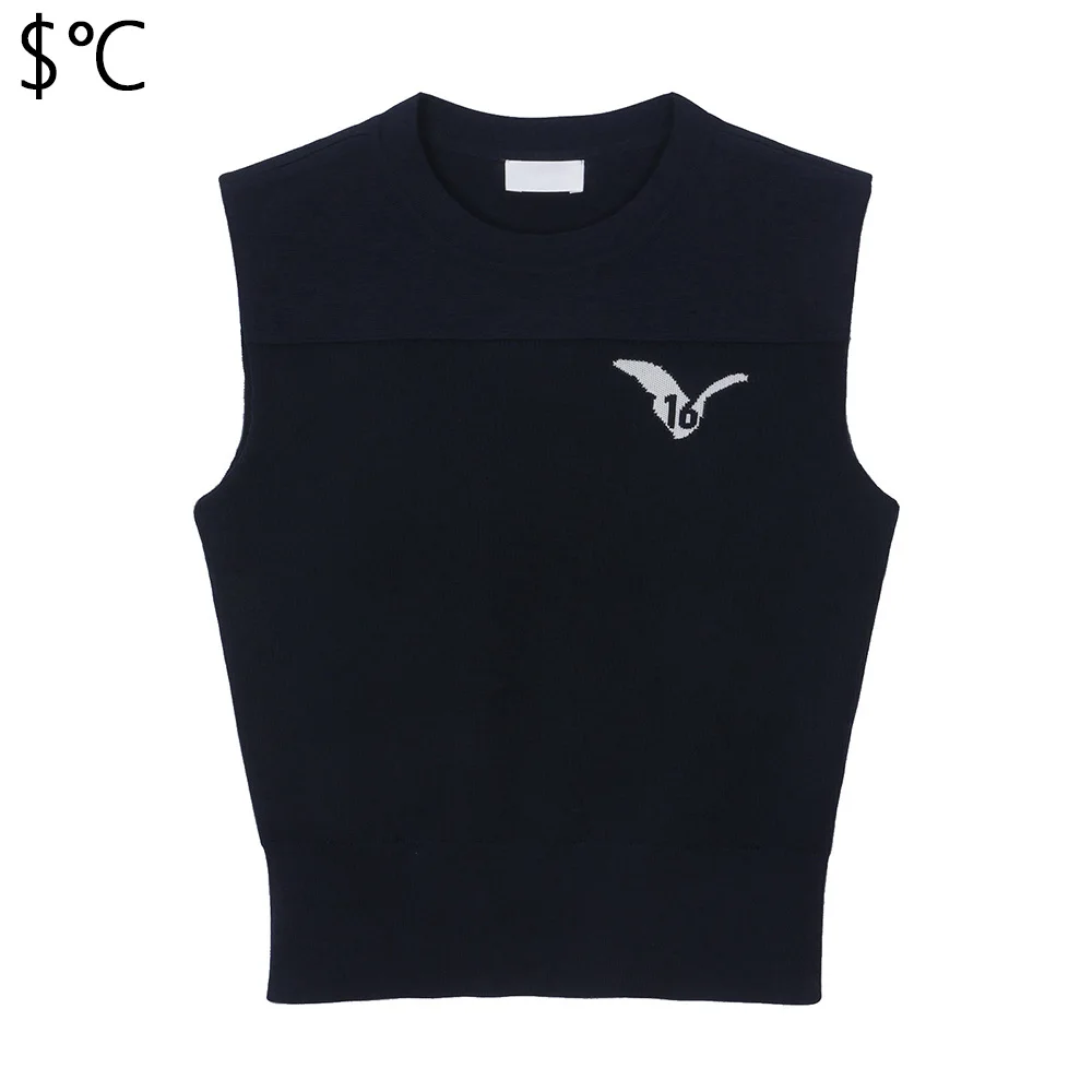 New Style Women's Vest High-end Simple Design Trendy Golf Clothing Autumn and Winter Round Neck Sweater High Elasticity