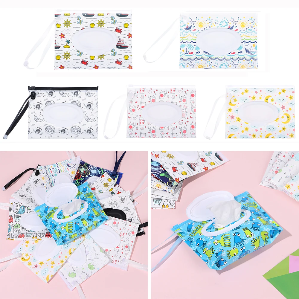 1PC Wet Wipes Bag with Snap Strap EVA Baby Wet Wipes Box Portable Reusable Wipes Container Eco-friendly Cleaning Wipes Case