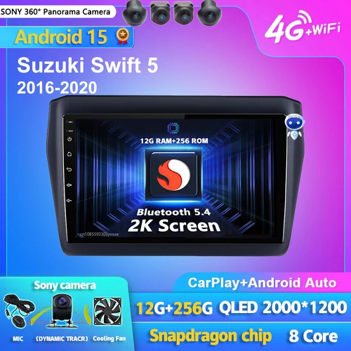 Android 15 Carplay Auto 2K pantalla Radio de coche reproductor Multimedia para Suzuki Swift 2016 - 2020 Autoradio GPS estéreo 2din unidad principal
