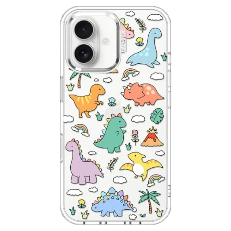 

MOSNOVO for iPhone 17 Case Military Grade 6.6ft Drop Tested Camera Control Clear with Dinosaur Land Design