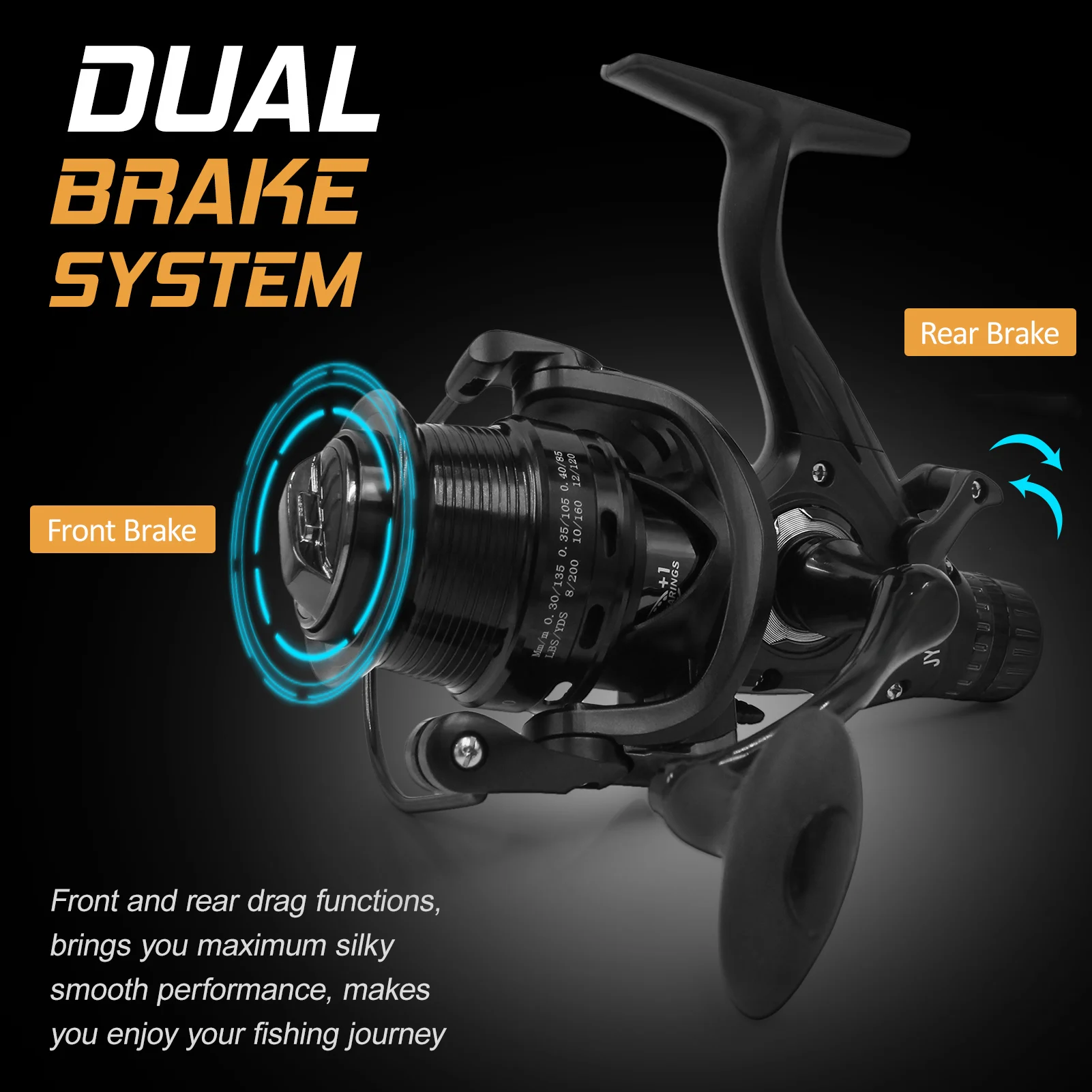 COONOR 9+1BB Speed Ratio Fishing Reel with Dual Brake System Smooth Spinning Reel with Dual Spool Interchangeable Handle