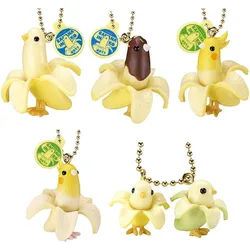 Japanese Genuine Gacha Scale Model Curative Interesting Banana Bird Cockatiel Birdling Bag Pendant Action Figure Toys