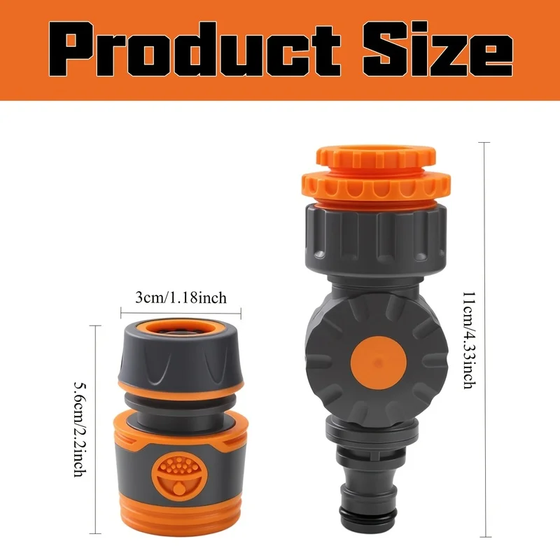 2Set 180° Rotating Garden Hose Quick Connector Set, Quick Connect Rotatable Hose Adapter Set, Faucet Quick Connector, Universal