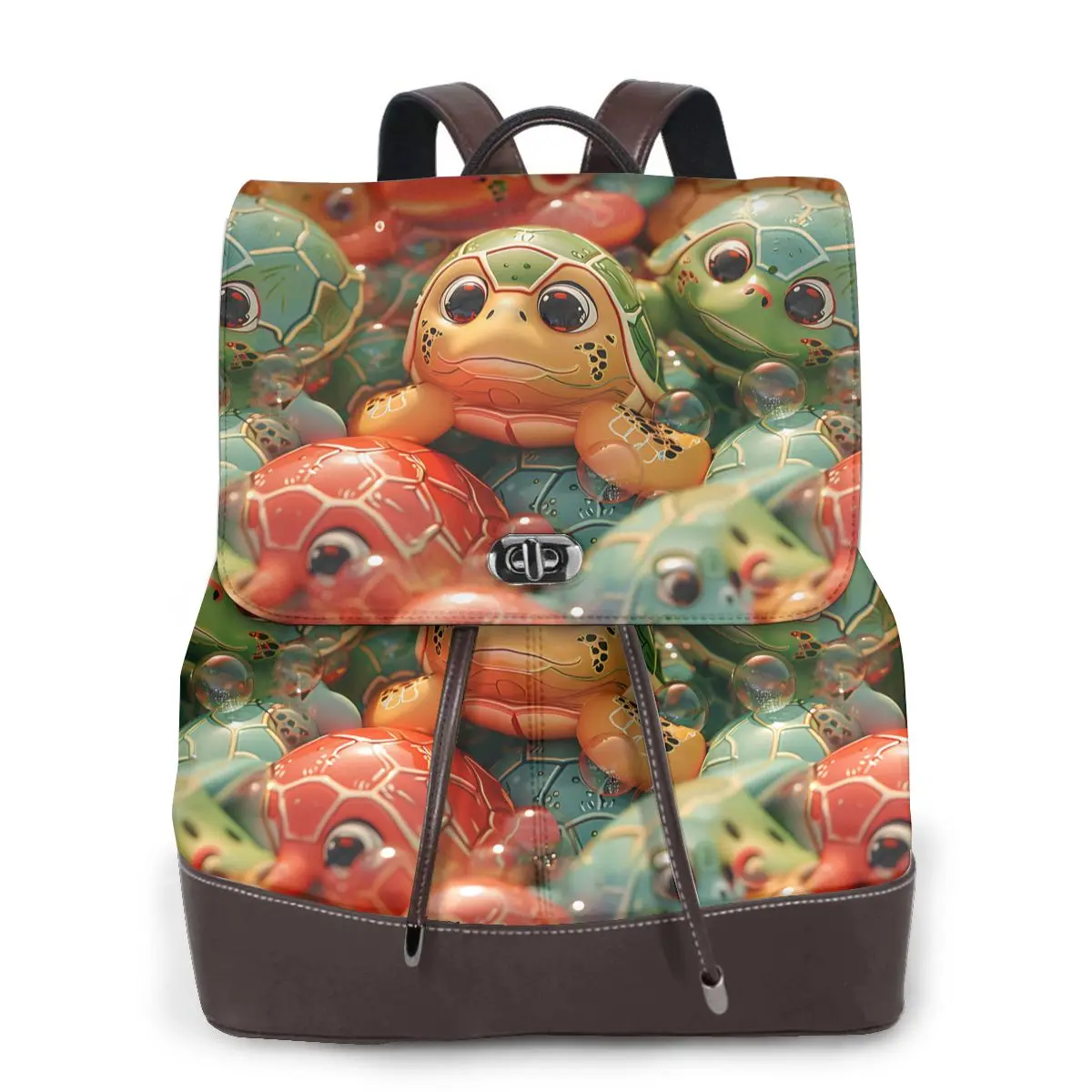 거북이 등껍질 디자인 3D 패턴 새로운 여성용 백팩 디자이너 고품질 가죽 심플 패션 대용량 백팩