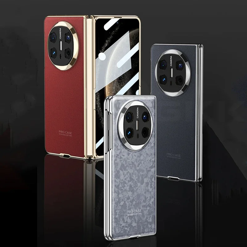 

Luxury Plating Painted Anti-Glare Case For Huawei Mate X6 X5 With Screen Glass Matte Plastic Frame Cover For Huawei Mate X6 Case