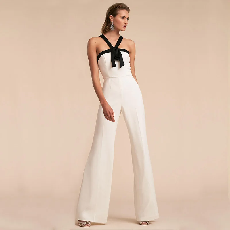 

Women's Casual High-Waist Susp Jumpsuit Color Blo Strap Long Pants Commute Sle Summer Faion Ladies One-Piece Suit