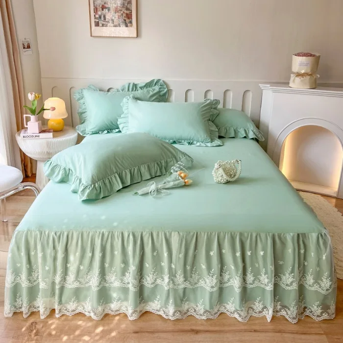 

Cotton Bed Skirt Single Piece High Luxury French Lace Bedspread All-inclusive Non-slip Lace Models