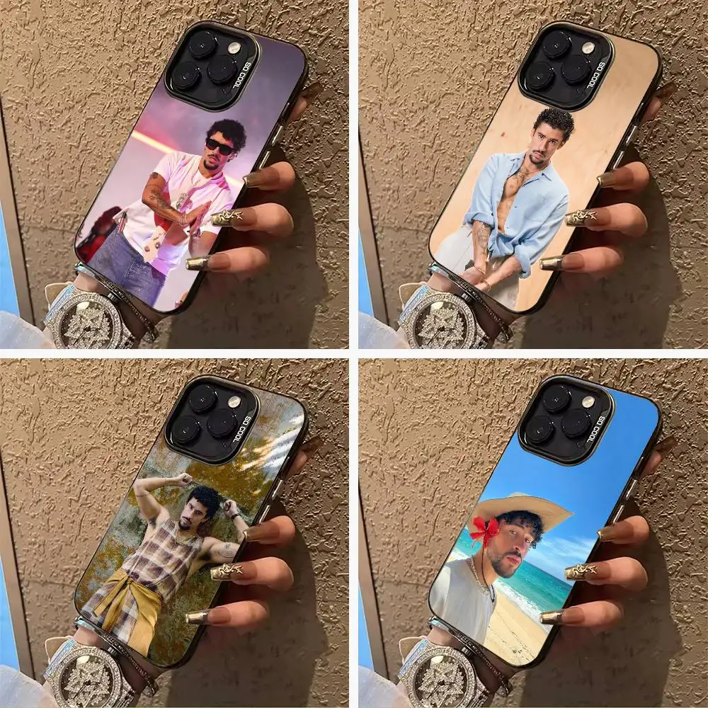 

rapper-Bad- Bunny Phone Case For iPhone 17,16,15,14,13,12,11 Plus Pro Max Colored Silver Phone Case