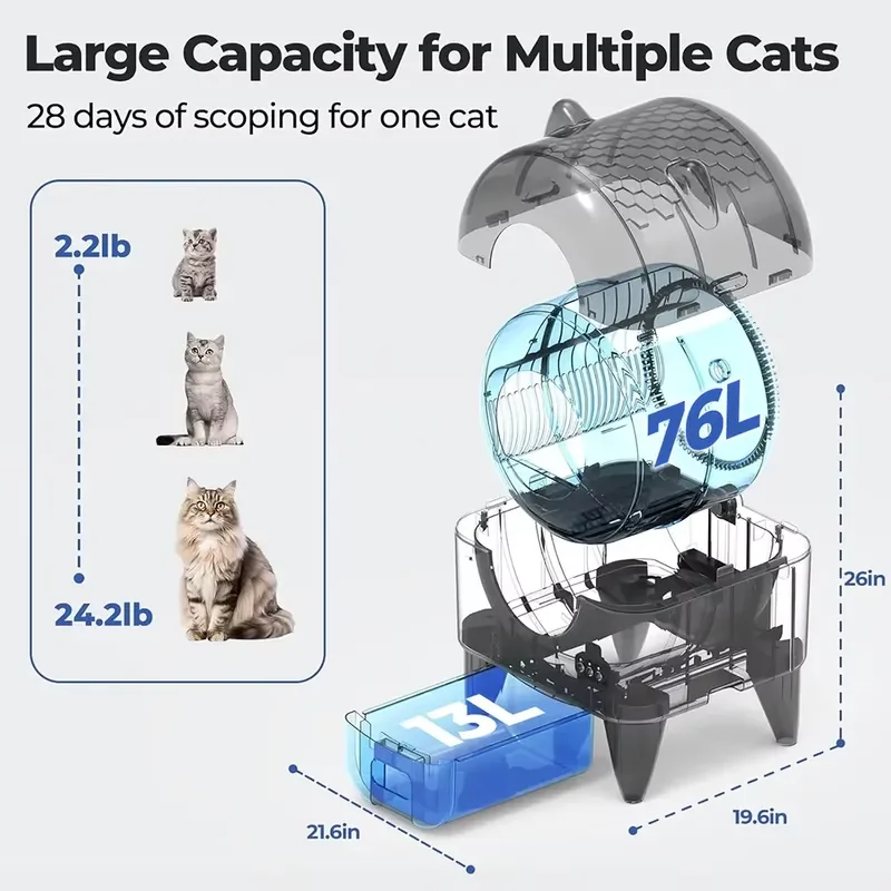 Automatic Self-Cleaning Cat Box for Smart APP Control Odor Free Large Capacity OEM Wholesale Supplier