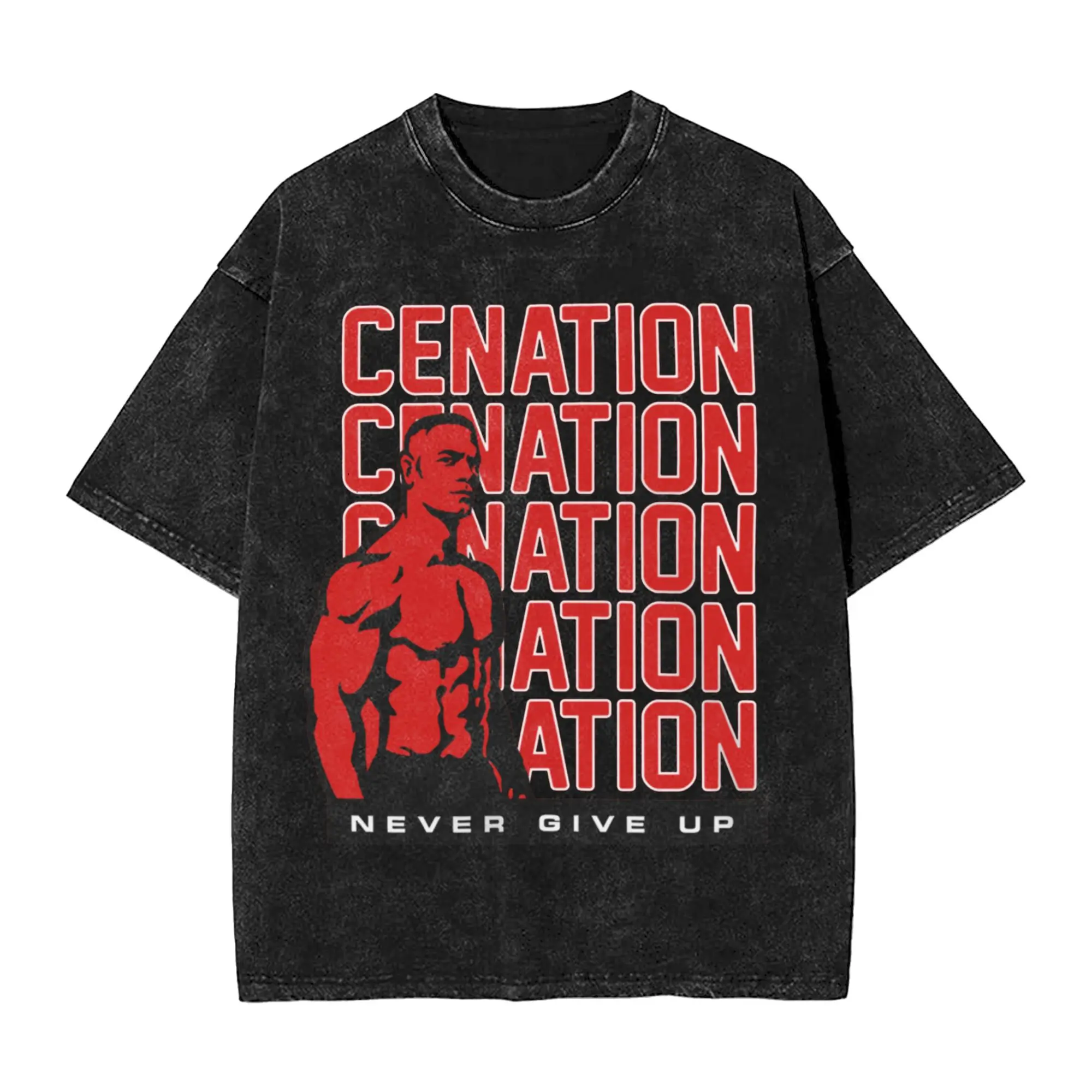 WWE John Cena Cenation Men's T Shirts Washed  Funny Tee Shirt Short Sleeve Crewneck T-Shirts 100% Cotton New Arrival Clothing