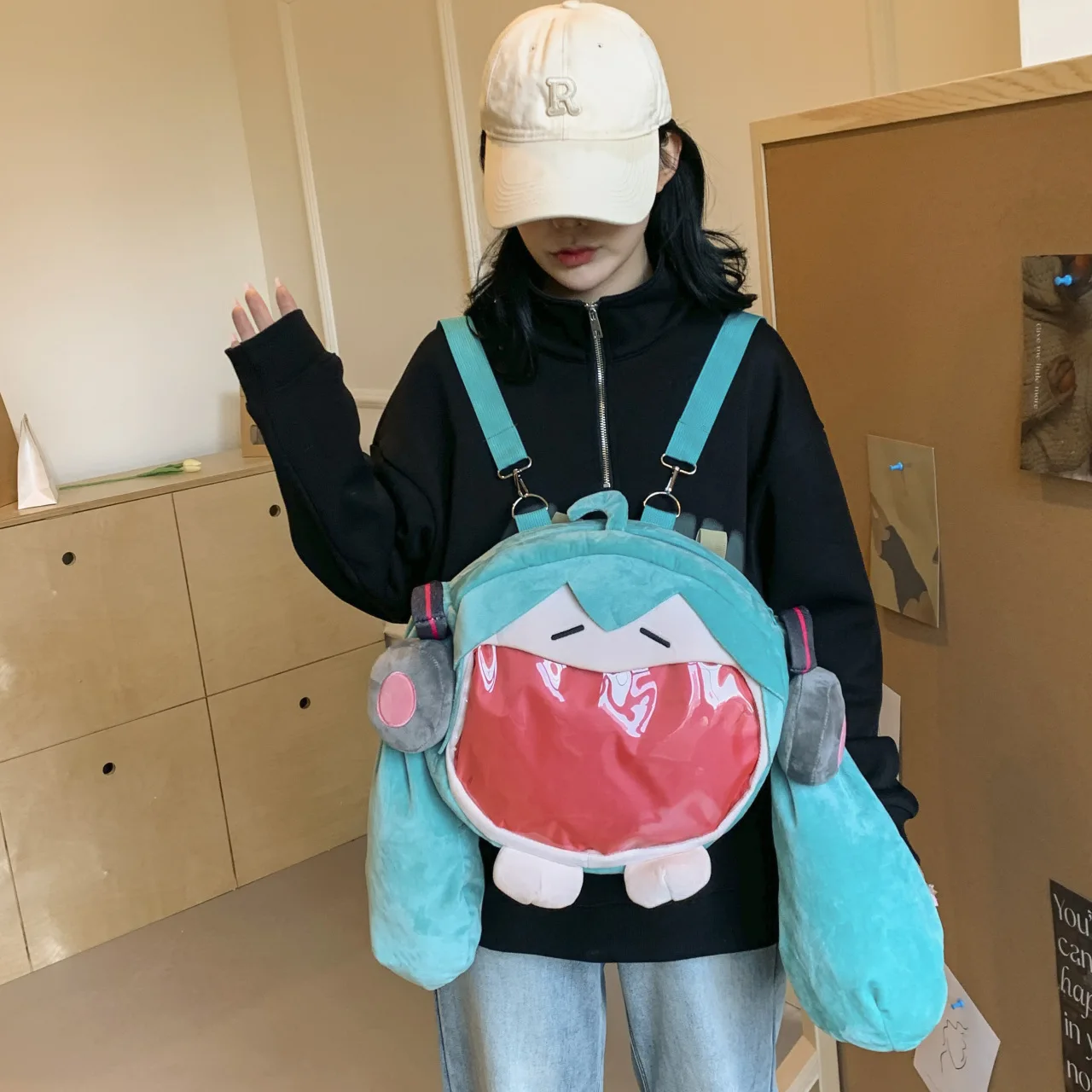 Hatsune Miku Shoulder Bag Painful Packet Cute Backpack Cute Anime Girl Plush Cartoon Kawaii Knapsack Student Bag Packet Gifts