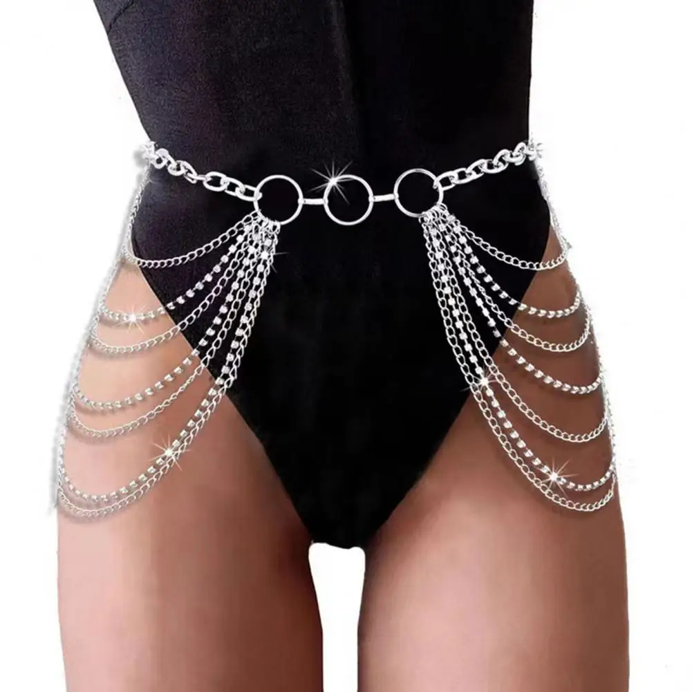 Women Belly Chain Women Alloy Waist Chain Multi-layer Tassel Belly Chain Adjustable Waist Harness Sexy Corset Thigh Harness