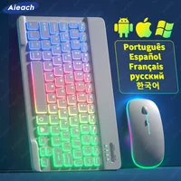Teclado para tableta Android iOS Windows teclado de ratón inalámbrico compatible con Bluetooth teclado retroiluminado arcoíris para teléfono iPad