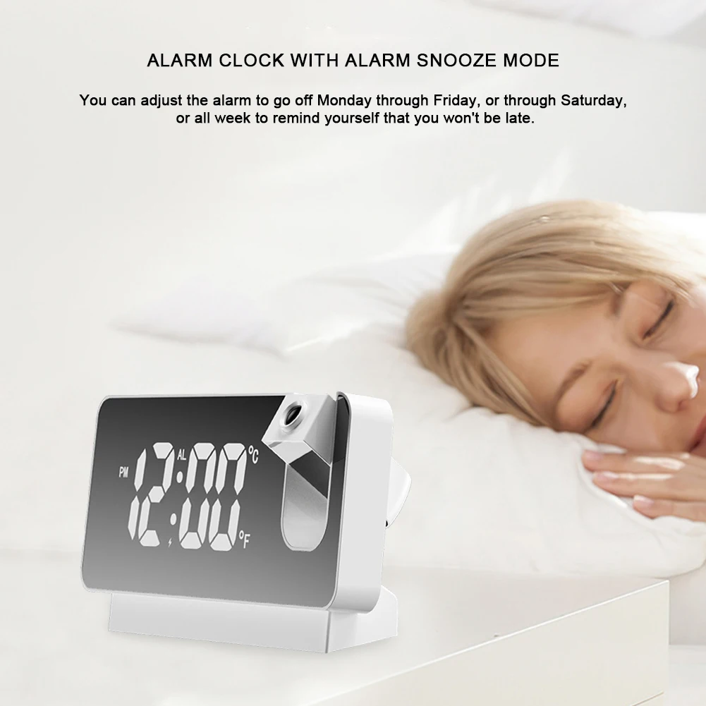 ساعة منبه رقمية LED للطلاب ، إسقاط الذراع ، شحن USB ، الاستيقاظ ، راديو FM ، جهاز عرض الوقت ، عامل مكتب ،!! °