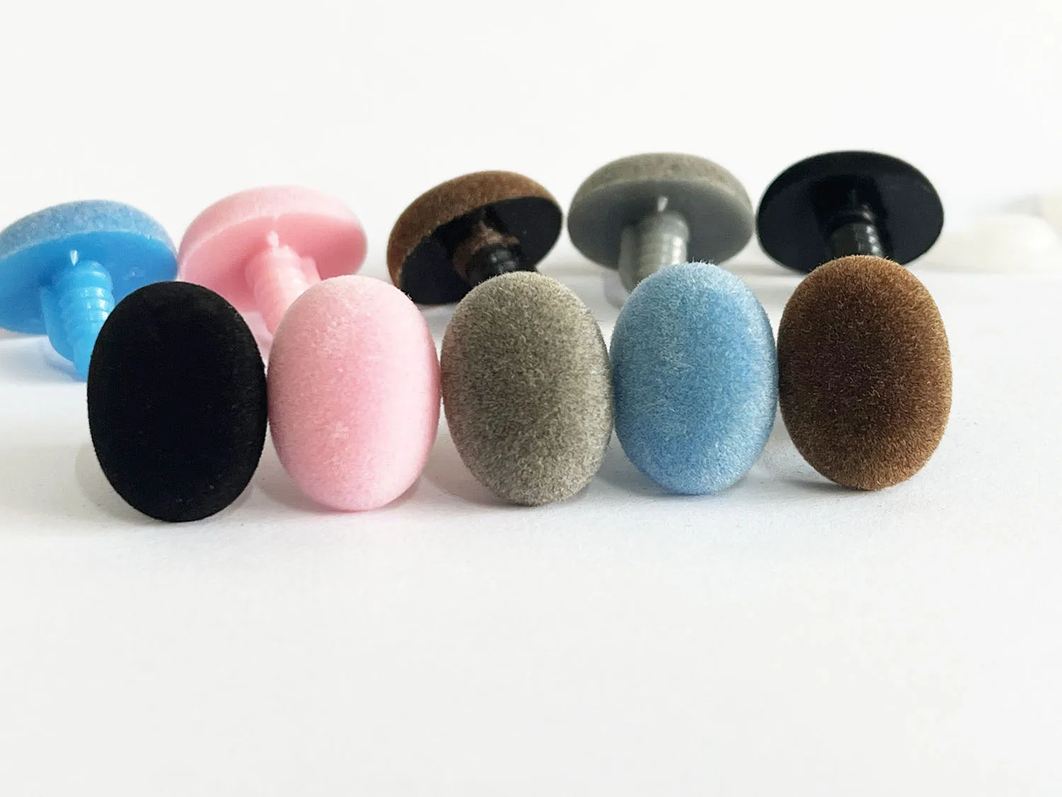 

500pcs 15x22mm pink blue black brown gray Oval shape flocking toy nose safety with hard washer for DIY doll