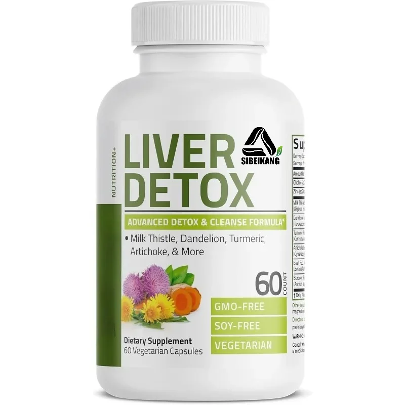 Liver Support Supplement Capsules with Milk Thistle Dandelion Turmeric Artichoke Herbal Blend 60 Vegetarian Daily Wellness