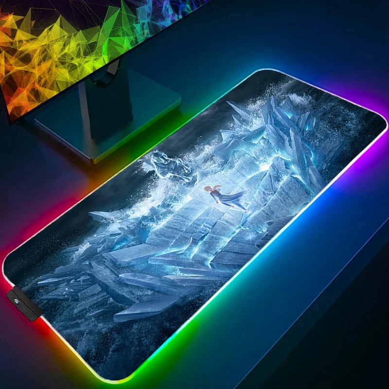 لوحة ماوس كبيرة RGB حافة قفل Kawaii فروزن سرعة الكمبيوتر للاعبين الرياضات الإلكترونية الخلفية لوحة مفاتيح الكمبيوتر المحمول LED xxl لوحة الماوس #4