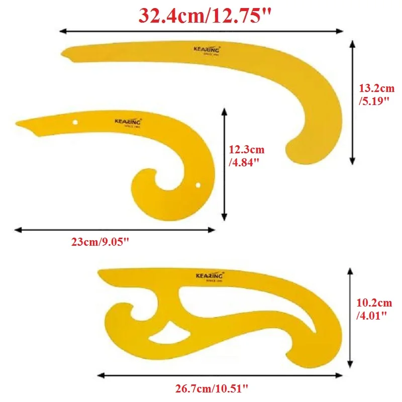 French Curve Ruler for Fashion Sewing Smooth Graceful Line Cartoon Design Rulers Function Drafting Tools No 1301S