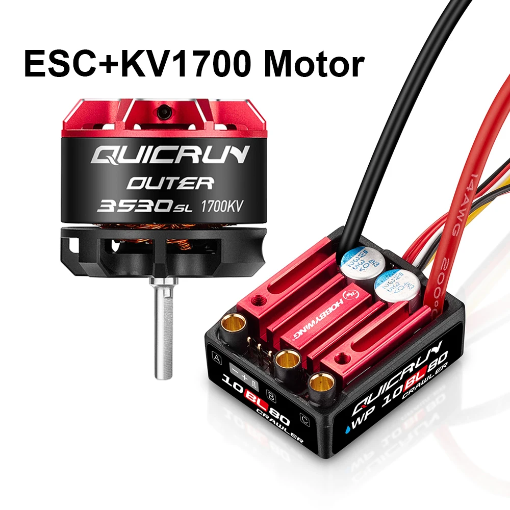 Hobbywing Quicrun WP 10BL80 2-4S 80A waterdichte ESC en buitenste 3530SL 1700KV/2200KV motor