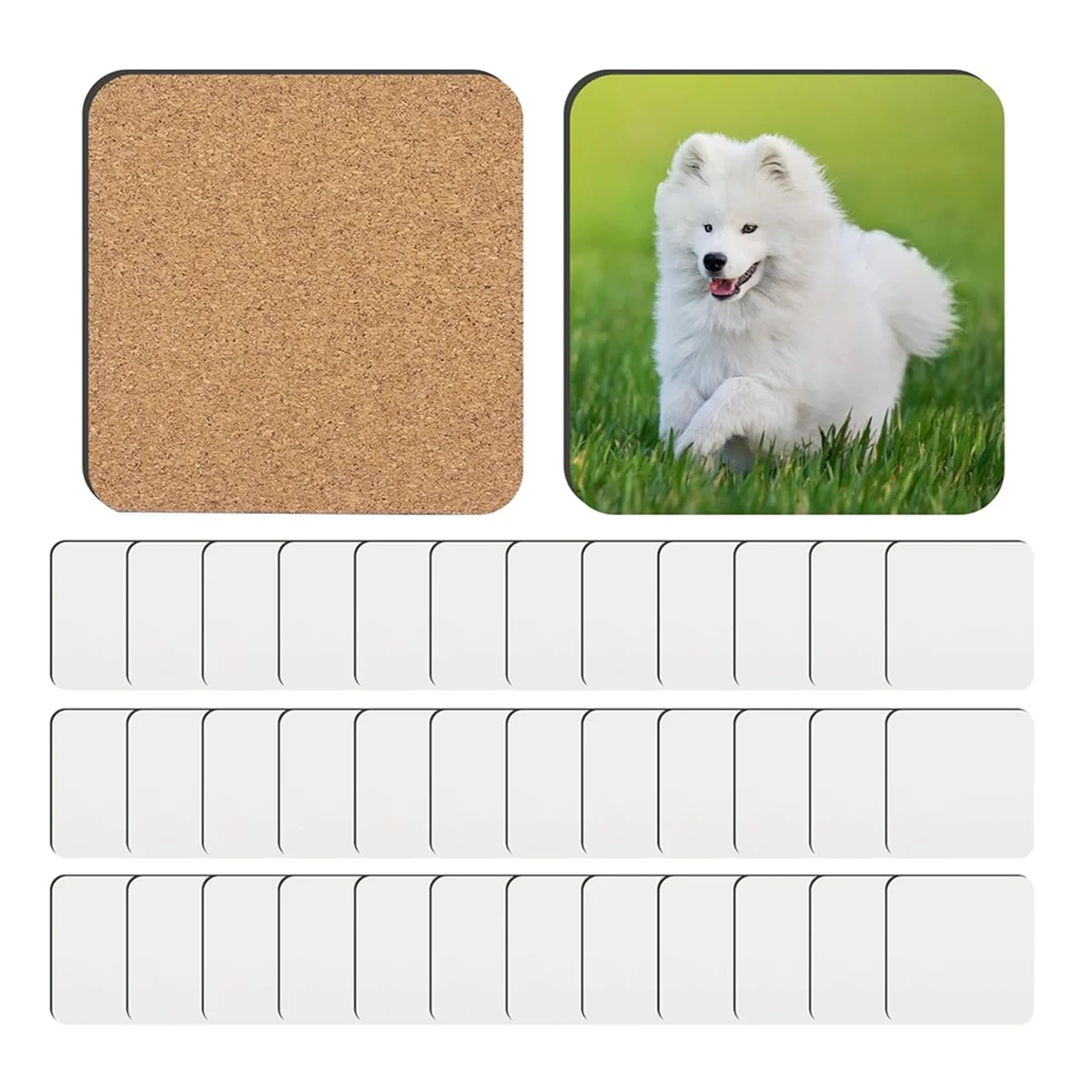 36 PCS Sublimation Coasters Blanks MDF Cork Back Heat Transfer Coasters Wood Hardboard Coasters Blank Sublimation