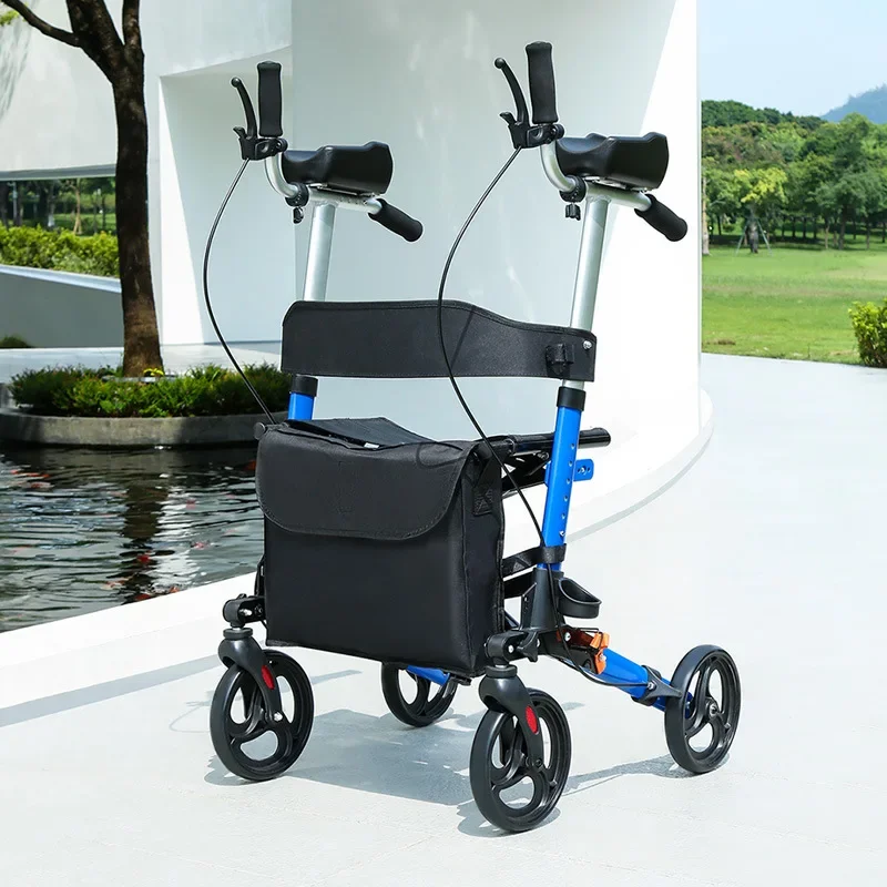 elderly walking aid stick Portable folding walker armrest seat transportation walker for senior citizen adjustable