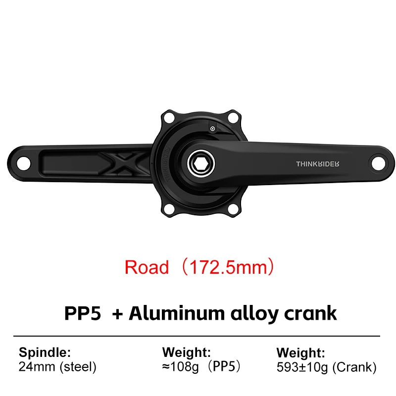 THINKRIDER PP5 Fahrrad-Powermeter mit 4 Bolzen, 110BCD, 24mm Kadenz-Pedalbalance, BLE ANT+ Kurbelgarnitur Kettenblatt für Shimano