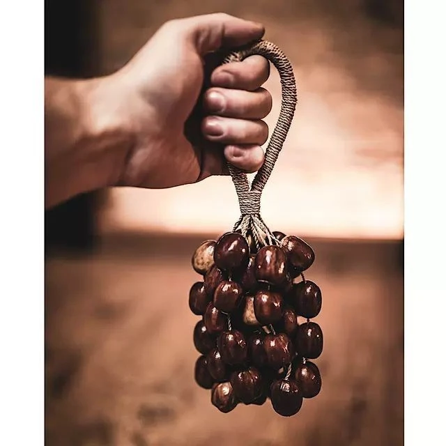 Handheld Fruit Shell Rattle Bell Seed Pod Wind Chime Percussion Instrument Hand Cranked Bell Home Decor Display