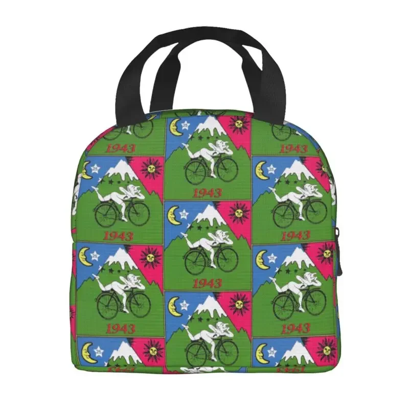 Custom Albert Hoffman LSD Bicycle Day Lunch Bag Women  Blotter Party Warm Cooler Insulated Lunch Boxes for Student School