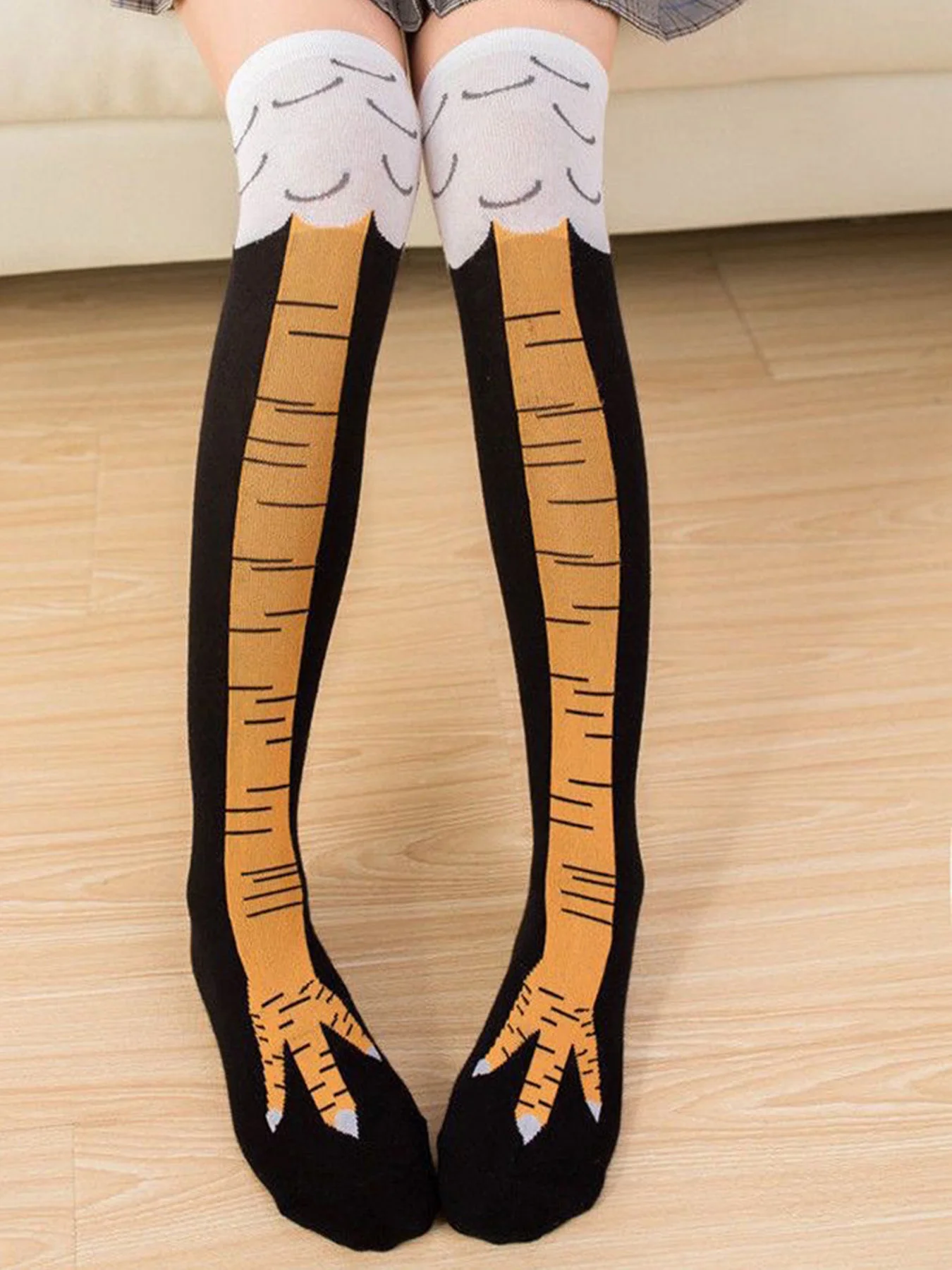 3 Pair Of Women's Thigh Socks Funny Cat Claw Long Leg Socks Cute Streetwear