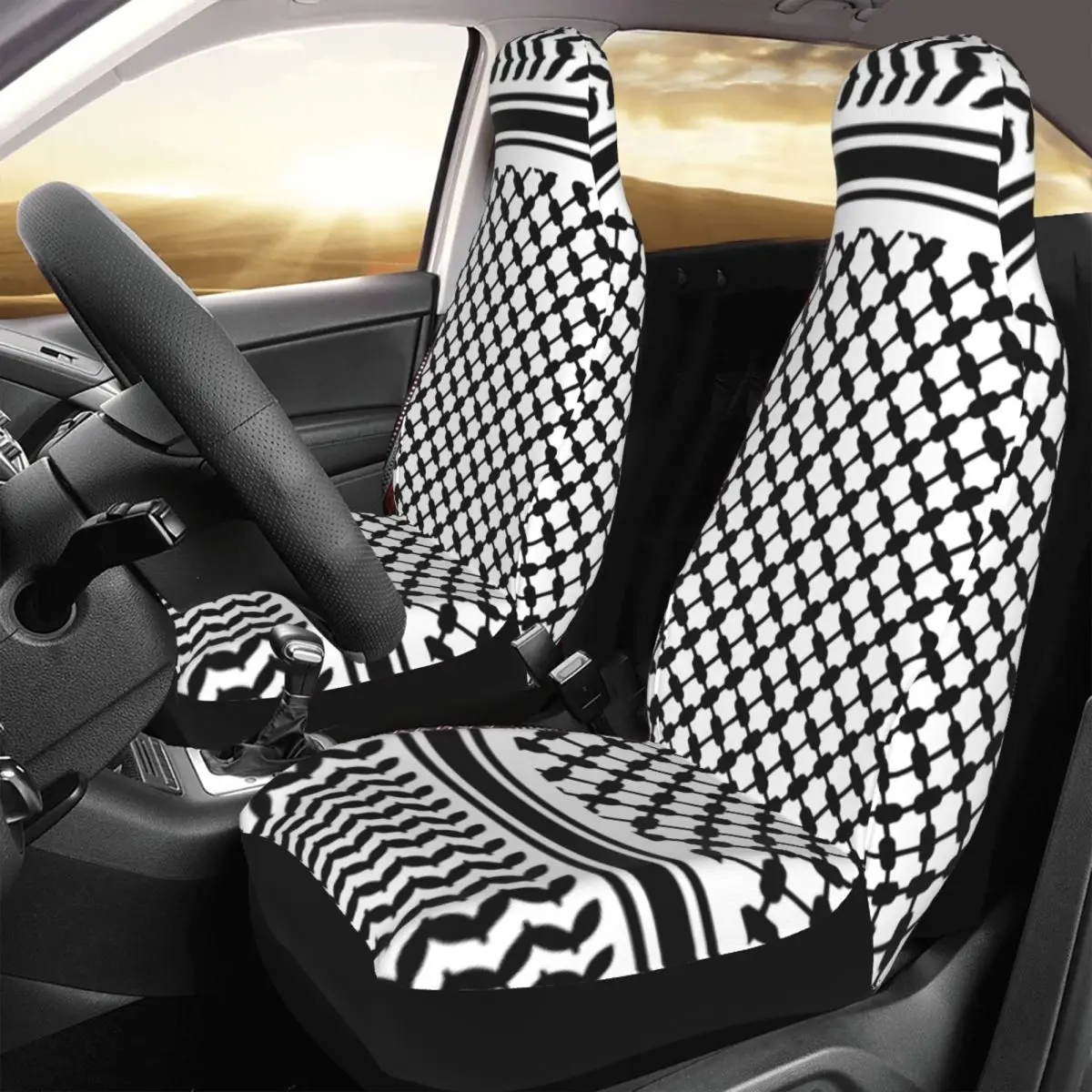 Black Arab Keffiyeh Universal Car Seat Cover Four Seasons AUTOYOUTH Arabic Car Seat Covers Fiber Car Accessories